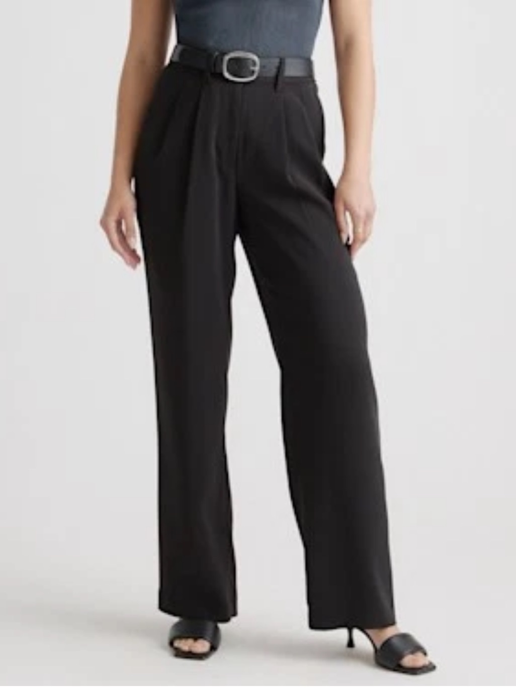 Nwt Quince Stretch Crepe Pleated Wide Leg Pants Black Size Xs 0/2 Sku 9882